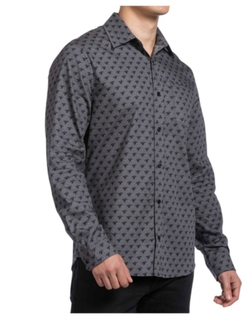 Pokemon Classics Charizard Gray Fitted Dress Shirt